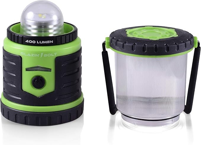 Blazin Bolt Rugged USB Rechargeable Lantern | 400 Lumen | 400 Hours of Light | 6000mAh Power Bank | 6 Modes | Camping, Emergency, Power Outage, Storm, Blizzard, Hurricane Survival