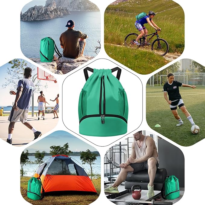 BROTOU Soccer Bags, Football Backpack, Volleyball Bag, Drawstring Soccer Backpack with Ball and Shoe Compartment