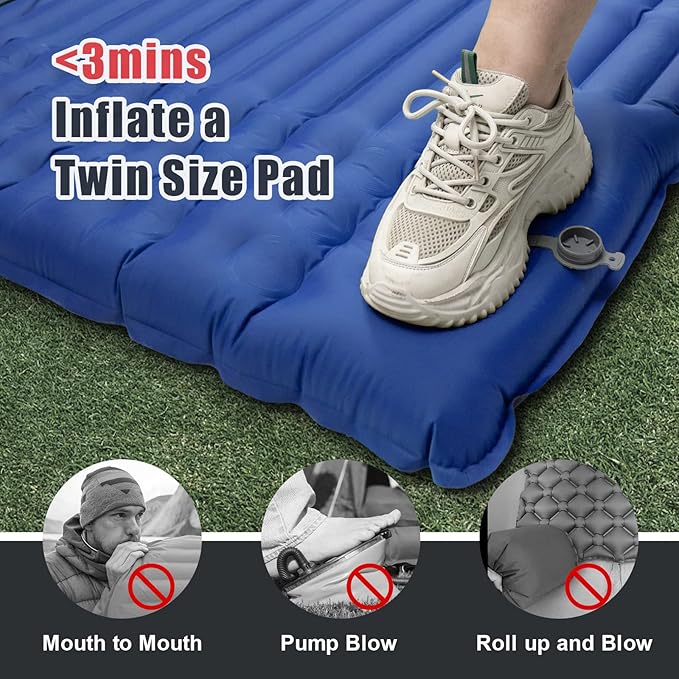 Camping Sleeping Pad, Extra Thickness 4.7 Inch Inflatable Sleeping Mat Lightweight Waterproof Camping with Built-in Pump Air Mattress for Backpacking, Hiking, Tent, Traveling