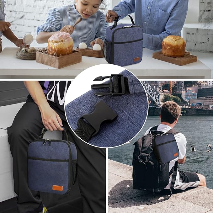 Femuar Lunch Box for Men Women Adults, Small Lunchbox for Work Picnic - Reusable Lunch bag Portable Lunch tote, Blue