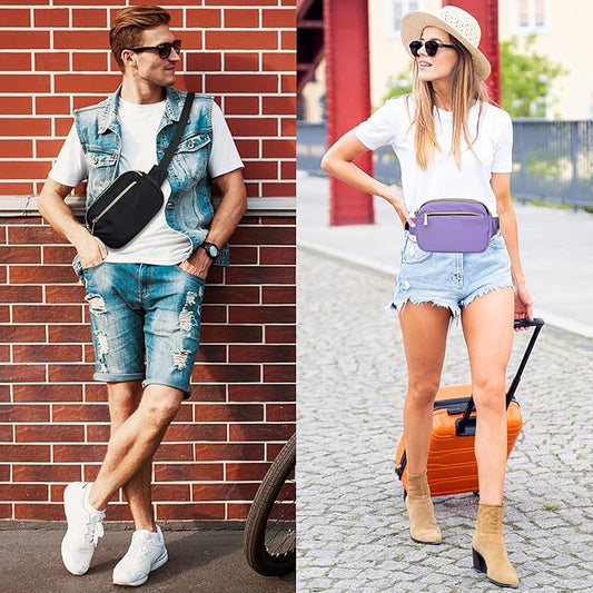 Fanny Packs for Women Men Fashion Plus Size Waist Pack Belt Bag Fanny Pack for Girls Boys with 5 Pockets Adjustable Belt, Cute Bum Bag Hip Bags for Travel Disney Running