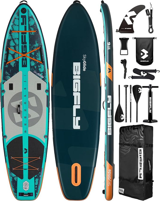 11'6×35" Super Wide Inflatable Stand Up Paddle Board, Ultra Stable Wide SUP for 2+1 People/Family/Big Size, 100L Backpack, All-Round Sup Board, US Big Fin