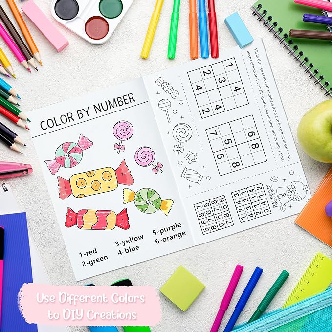 Candy Activity Books for Kids - 24Pcs Coloring Sweets Book Set Bulk Candy Search Mazes Word Scramble Games Mini Books for Birthday Candy Land Party Goodie Bags Stuffers School Classroom Favors