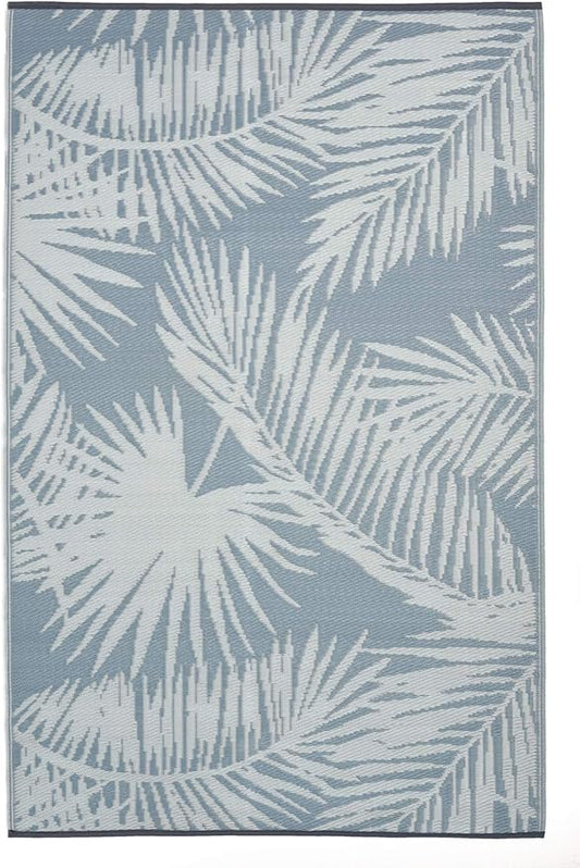 FH Home Outdoor Rug - Reversible - Indoor Use, Kids Room, Mudroom - Stain Resistant, Easy to Clean Weather Resistant Floor Mats - Palm Beach - Sterling Blue Crease Free - 6 ft x 9 ft