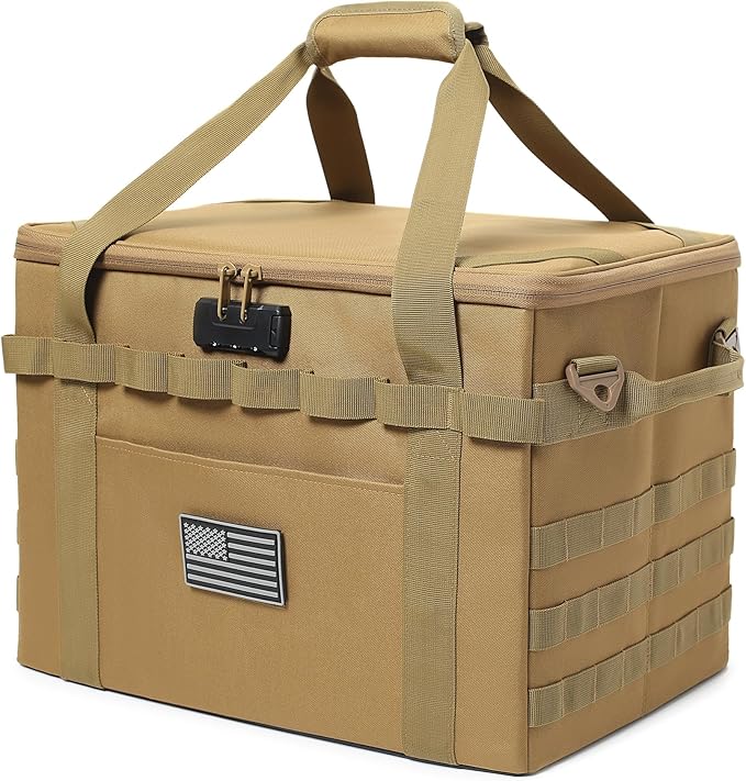 Tactical Camping Storage Bag - 38L Utility Tote Bag Organizer with Combination Lock and Shoulder Strap