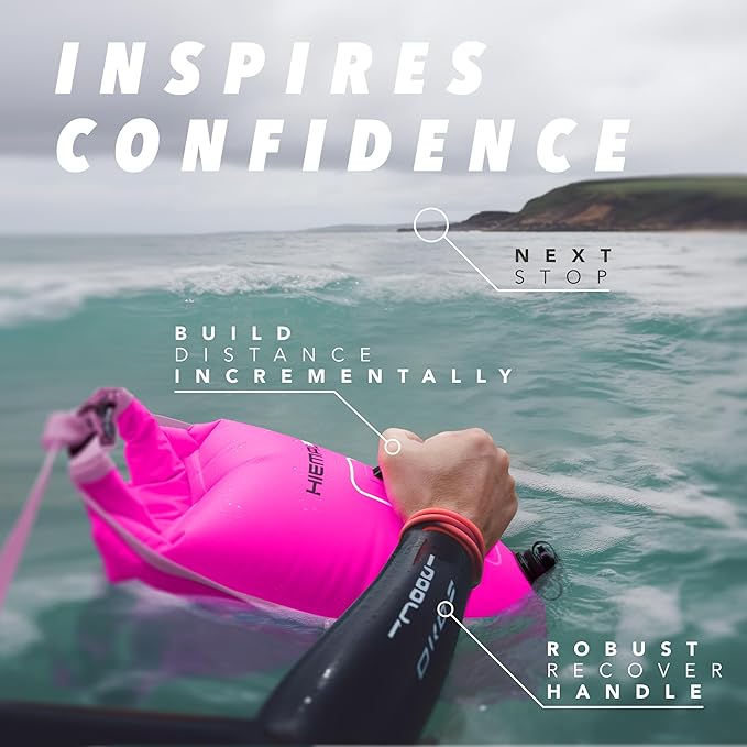 Swim Buoy for Open Water with Dry Bag 15L - Fully Waterproof Swim Bubble - Be Safe with Higher Visibility, Toughened Nylon and Rest Handle Swimming Buoy - Open Water Buoy for All Season Swimmers