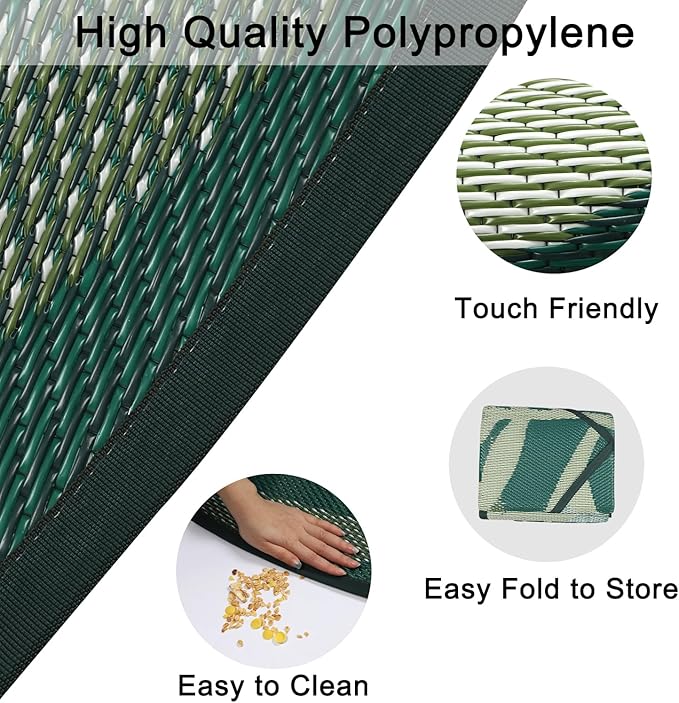 Homcomoda Round Outdoor Rugs 8Ft Waterproof Reversible Patio Rugs Outdoor Clearance Lightweight Outdoor Rugs Portable RV Camping Mats for Tents Deck Porch BBQ Beach Backyard