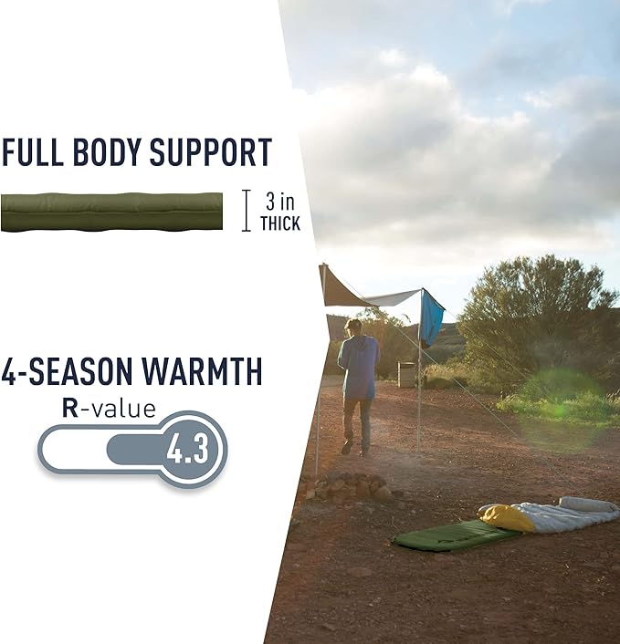 Sea to Summit Camp Plus Self-Inflating Foam Sleeping Mat for Camping, Tapered - Large (78 x 25 x 3 inches)