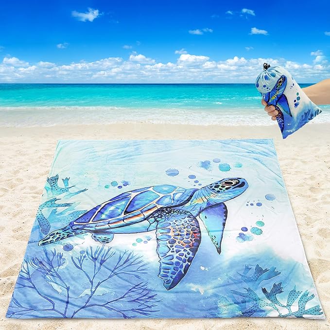 Beach Blanket Waterproof Sandproof Extra Large Beach Mat 79" X 83"/120"x108"for 1-8 Adults Quick Drying Durable Outdoor Picnic Mat for Beach Travel Camping Hiking