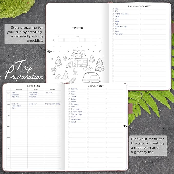 Clever Fox Camping Journal – Camper Log Book & RV Trip Planner – Outdoor Camp Journal & Adventure Travel Notebook – 12 Trips Total, 8 Pages per Trip – Hardcover, A5 Size (Rose Gold)