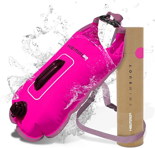 Swim Buoy for Open Water with Dry Bag 15L - Fully Waterproof Swim Bubble - Be Safe with Higher Visibility, Toughened Nylon and Rest Handle Swimming Buoy - Open Water Buoy for All Season Swimmers