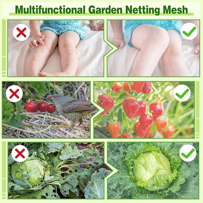 Stronger Garden Mesh Netting - 10 x 12 ft PPT Nano Bird Net Barrier, Mosquito Netting Screen for Outdoor Plants Vegetables Patios Balconies Terraces, Shading Rate 20% (White)