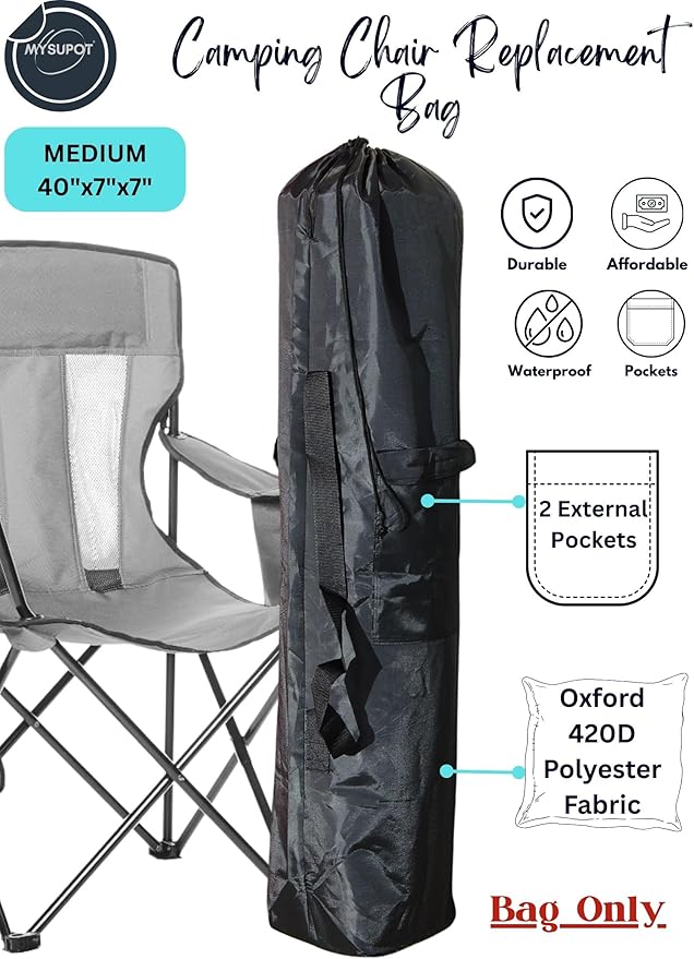 Replacement Bag for Folding Camping Chair, Portable Camp Chair, Hammock, Yoga Mat, Umbrella, Tents, Tripods, Fishing Poles - 420D Oxford Polyester Fabric