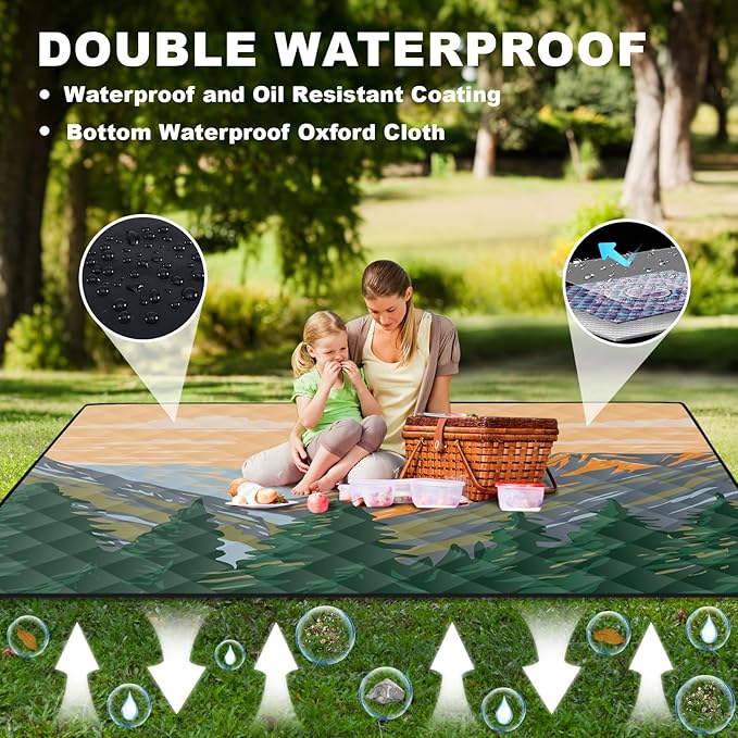 Picnic Blankets 60x80 Extra Large Windproof Concert Park Lawn Ground Mats Outside XXL Weatherproof Backpacking Quilt for Sleeping Patio Glamping Kitchen Stuff Cars Roadtrip Motorhome Gadgets