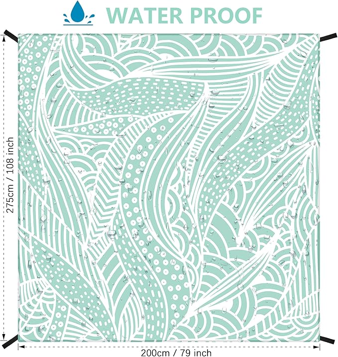 Beach Blanket Waterproof Sandproof Beach Mat 79”x 83” for 1-4 Adults Quick Drying Durable Outdoor Picnic Mat for Beach Festival Travel Picnic Camping Hiking (LBL-Ripple, 79"×108"(6 Person))