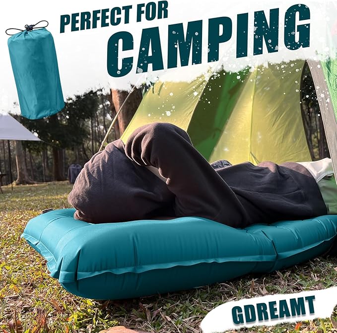 Inflatable Camping Sleeping Pad with Pillow, Extra Thickness 4 Inch Sleeping Mat with Built-in Pump, Compact & Ultralight Camping Air Mattress for Backpacking Hiking Tent Traveling