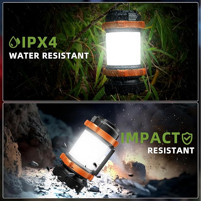 Camping Lantern Rechargeable , Alpswolf Camping Flashlight 4000 Capacity Power Bank,6 Modes, IPX4 Waterproof, Led Lantern Camping, Hiking, Outdoor Recreations, USB Charging Cable Included