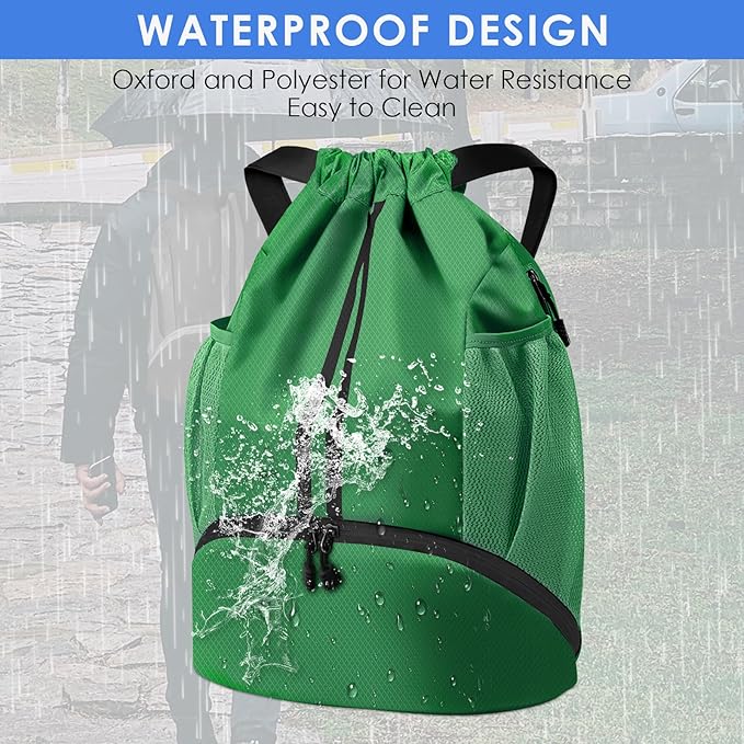 BROTOU Soccer Bags, Football Backpack, Volleyball Bag, Drawstring Soccer Backpack with Ball and Shoe Compartment