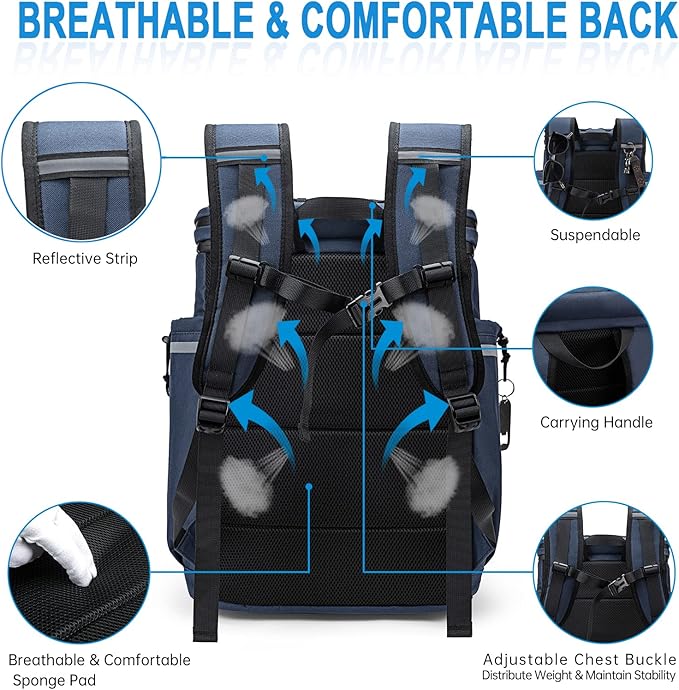 Backpack Coolers Insulated Leak Proof, 45 Cans Beach Cooler Backpack, Large Capacity Ice Chest Backpack, Waterproof Soft Cooler Bag Lunch Backpack for Men Women Camping Hiking