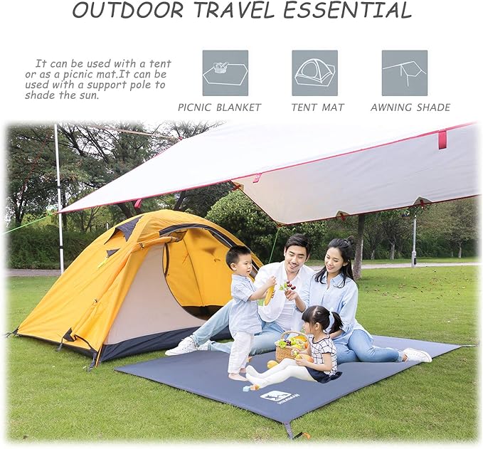 Hikeman Tent Footprint - Waterproof Camping Tarp, Heavy Duty Tent Floor Saver, Ultralight Ground Sheet Mat for Hiking, Backpacking, Hammock, Beach - Storage Bag Included(XXL-95”x83”)