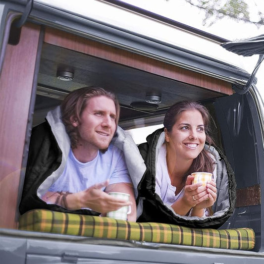 CANWAY Double Sleeping Bag Flannel for Adults Cold Weather Queen Size Two Person Sleeping Bags for Camping with 2 Pillows