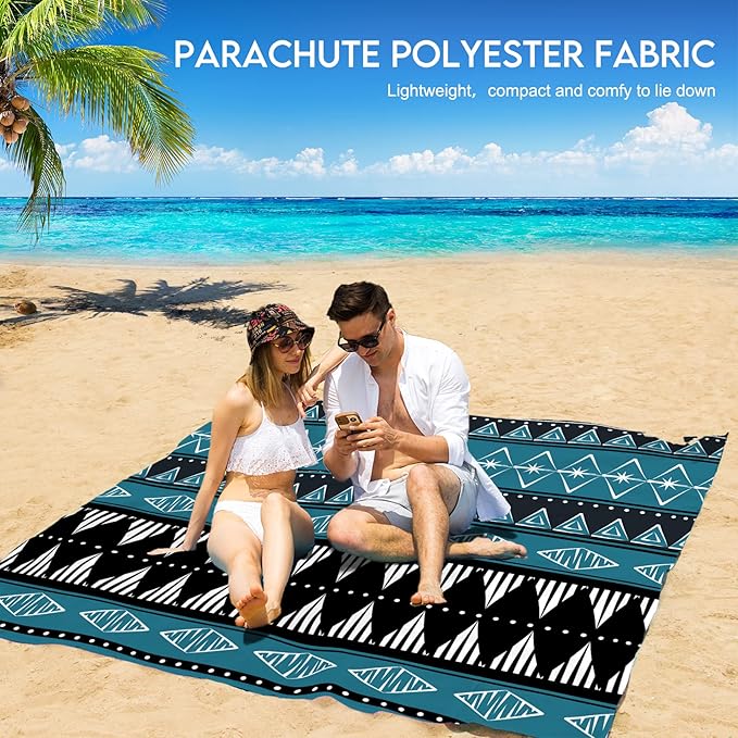 BYDOLL Beach Blanket 78''X81'' 4-7 Adults Oversized Lightweight Waterproof Sandproof Blanket for Beach Large Picnic Mat Travel Camping