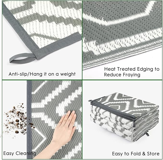 Outdoor Camping Rugs Patios Clearance Plastic Straw Rug Weatherproof Reversible Mats, Large Floor Mat for RV, Backyard, Deck, Picnic, Beach, Trailer, Camping