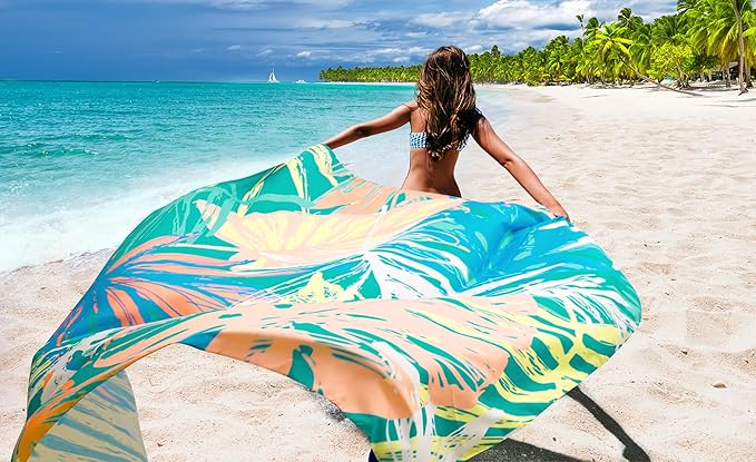 Beach Blanket Waterproof Sandproof Beach Mat 79" X 83" /10'x9'for 2-8 Adults Quick Drying Outdoor Picnic Mat Beach Accessories for Travel, Camping, Hiking