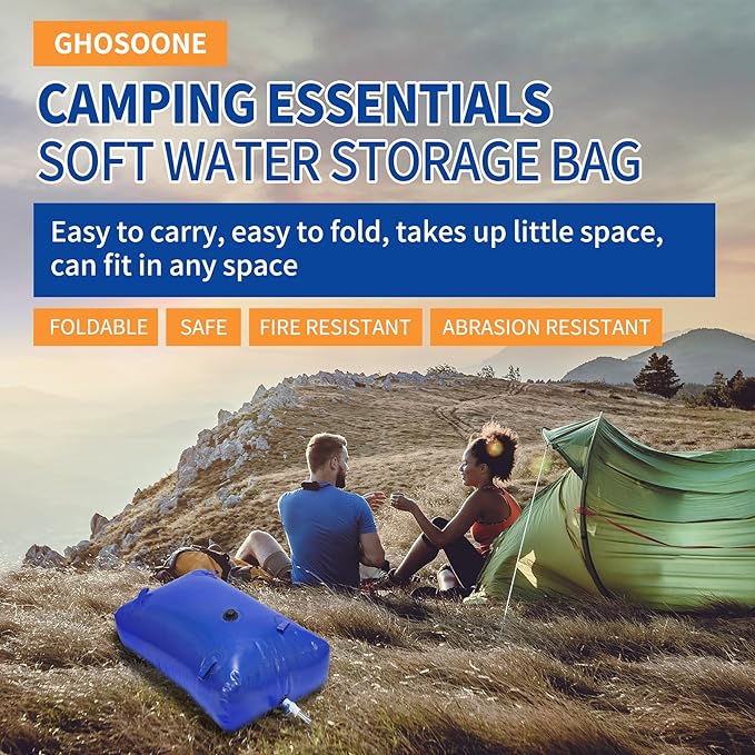 2480 L/650 Gal Water Bladder Tank, Foldable Portable Water Storage Container, Emergency Water Bag for RV, Truck Bed, Fire Prevention, Drought Resistance, Blue