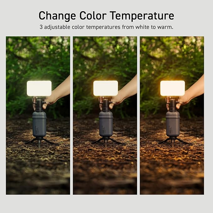 ELECOM NESTOUT Outdoor Camping LED Panel Flashlight w/ Mini Tripod, Dimmable USB Powered LED Light, IP44 Water Dust Resistant, 30-1000 Lumen, Portable Lantern for NESTOUT Power Bank, Black (Flash-1)