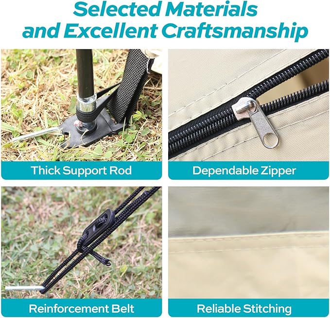 FOGATTI Portable Camping Shower Tent with Floor, 6.9 FT Extra Tall Shelter with 3 Internal Pockets and Carry Bag, Outdoor Privacy Tent for Shower Changing Dressing, Wind-Proof, Oversize, Easy Set Up