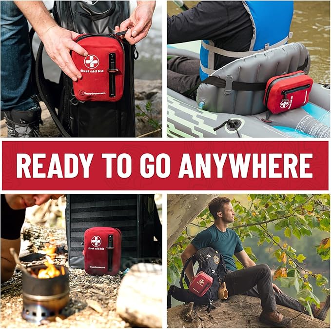 Surviveware Waterproof Premium Survival First Aid Kit - Survival Emergency Preparedness for Travel Camping Gear, Survival Kit and Outdoor Emergencies - HSA & FSA Eligible Survival Kit
