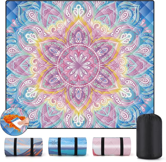 Picnic Blankets 80x80 Beachy Blanket Excersize Yogamat with Bag Womens Mens Travel Kit Camping Needs RV Decorations Long Car Road Trips Organizers Vacation Storage Gifts for Toddlers Friends