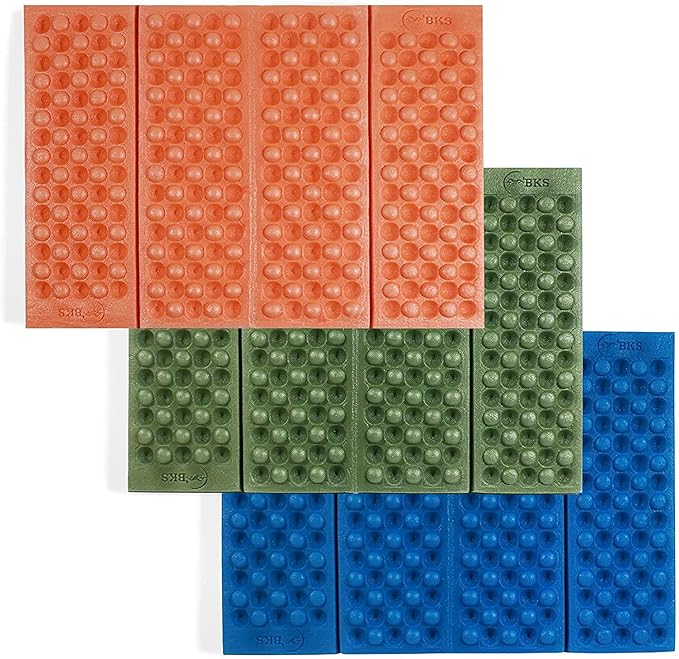 BKS 2PCS Camping Portable Foam Seat Pad, Foldable Z Waterproof Sitting Mat for Outdoor，Green/Blue/Orange……
