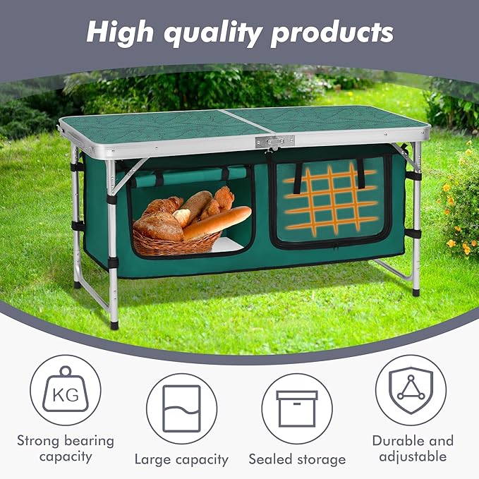 Camping Folding Aluminum Table with Adjustable Legs for Outdoor Travel Beach, Backyards, BBQ, Party and Picnic Foldable Table