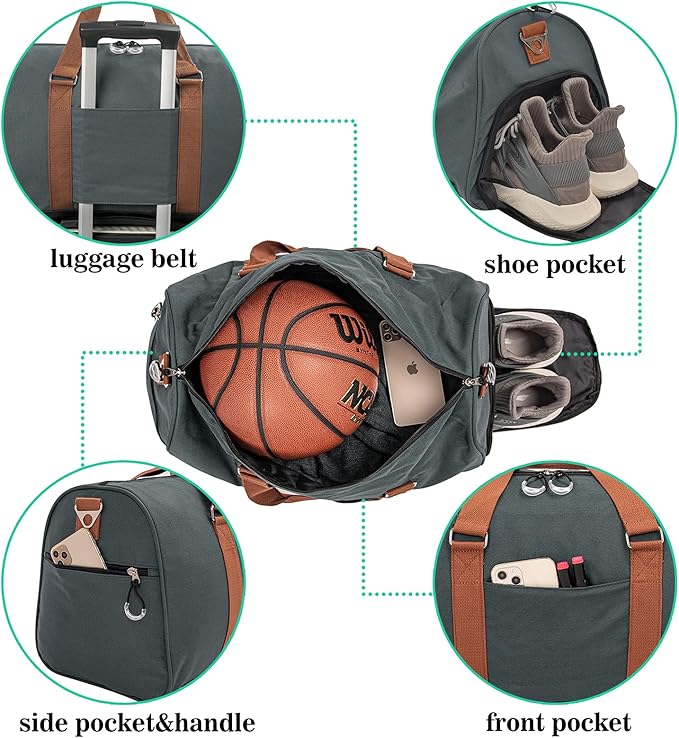 Kuston Sports Gym Bag with Shoe Compartment&Wet Pocket,Travel Duffel bag,Weekend Bag,Workout Bag Suitable for Men and Women