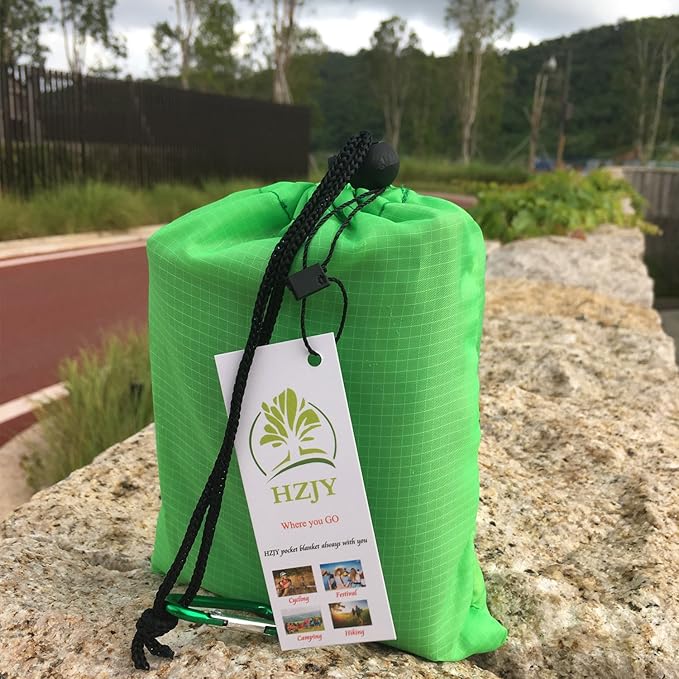 Outdoor Blanket (71" x 55") -Compact, Lightweight, Sand Proof Pocket Blanket Best Mat for The Beach, Hiking, Travel, Camping, Festivals with Pockets, Loops, Stakes, Carabiner