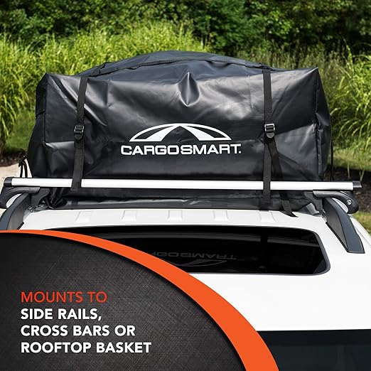 CargoSmart Rainproof Cargo Carrier - Soft Sided Bag for Car Top, 36'x30'x16' - Up to 10 Cubic Feet of Storage, Easily Mounts to Vehicle's Bare Roof, Roof Rack or Basket