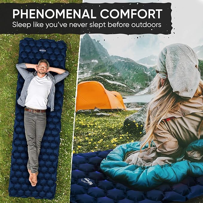POWERLIX Ultralight Camping Sleeping Pad with Inflation Bag– Compact Lightweight Camping Pad, Outdoor Backpacking Hiking Traveling Airpad Camping Air Mattress Sleeping Mat