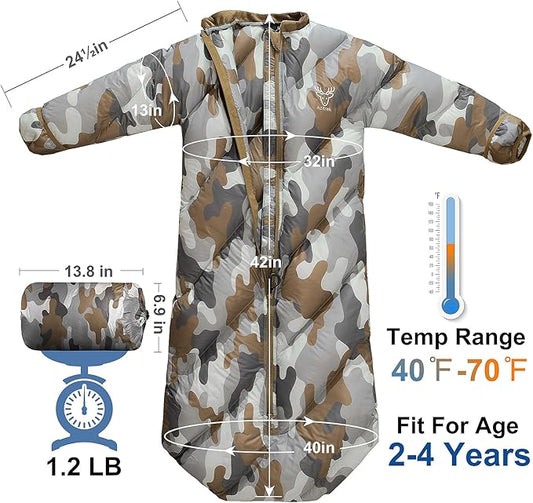 T40 Toddler Sleeping Bags Boys Girls | Ages 2-4 | Puffy Kids Sleeping Bag Camping Sleepovers |up to 46 in| Lightweight Compact Comfort for Indoor Outdoor Machine Washable