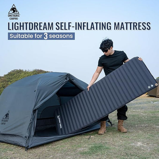 OneTigris LIGHTDREAM Sleeping Pad Self-Inflating Foam Mat Mattress for Camping Backpacking Trekking Car Trips Travels