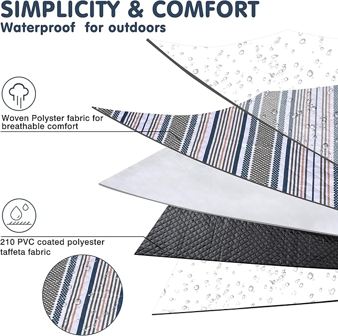 Oversized Waterproof Picnic Mat, Dustproof Washable Outdoor Beach Mat. Suitable for Camping, Outdoor, Beach, Party and Concert. (Dark Blue & Light Green, 80" * 60")