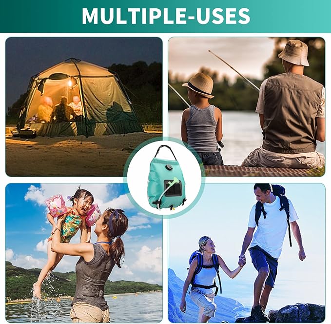 Solar Shower Bag, Solar Heating Camping Shower Bag, 5Gal(20L) Portable Camping Shower Bag, with Removable Hose and On-Off Switchable Shower Head, for Outdoor Traveling/Climbing/Hiking/Beach/Swimming