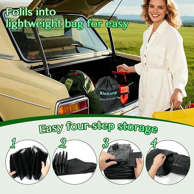 Collapsible Portable Shower Base 41"x41"x5" with Drain Pipe, Indoor/Outdoor Portable Shower Pan for Camping Tents, RVs, and More, Includes Storage Bag