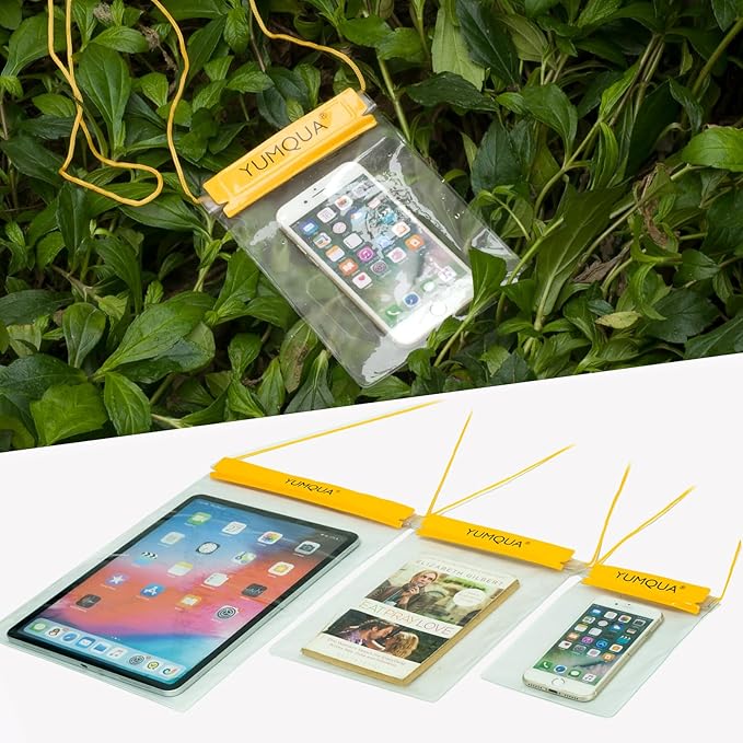 Clear Waterproof Bags 5 Pack Set, Watertight Pouch Holder for Document Map Camera Mobile Phone Car Key, fits Kayaking Boating Hiking Water Sports