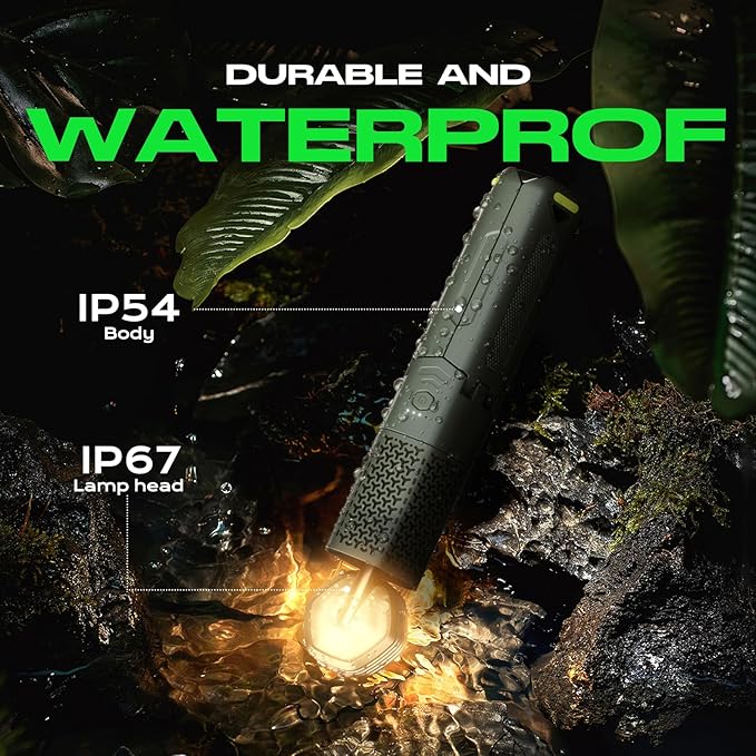 Camping Light, Telescopic Camping Lantern with Storage Bag, Collapsible, Magnetic, 10500mAh Battery, Rechargeable Outdoor Portable Lights for Hiking, Fishing, and Travel (Dark Green)