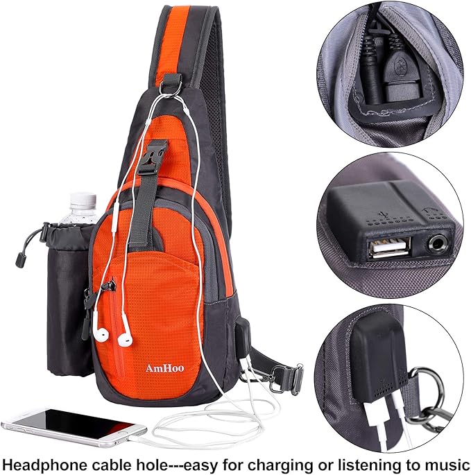 AmHoo Sling Backpack Chest Shoudler Crossbody Bag Water Resistant Hiking Daypack