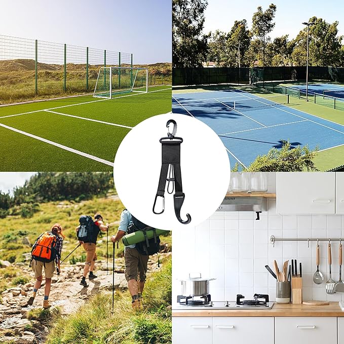 Baseball Softball Gear Hanger Dugout Organizer -Multipurpose Hanging Buckle Metal Hangers for Hold Outdoor Sports Equipment, Camping, Gloves, Helmets, Bats, Water Bottle Holder (Black 4Pcs)