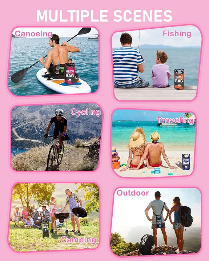 babygoal Waterproof Wet Bag and Dry Bag, Roll Top Waterproof 2L Backpack Sack for Travel,Swimming,Kayaking, Beach, Rafting, Boating, Hiking, Camping and Fishing