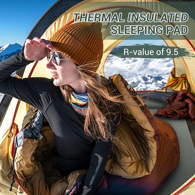 Elegear Self Inflating Sleeping Pad, 3.15" Ultra-Thick Memory Foam Camping Pad with Pillow Fast Inflating in 20s Insulated Camping Mattress Pad 4-Season Camp Sleeping Mat for Camp/Travel/Car/Tent